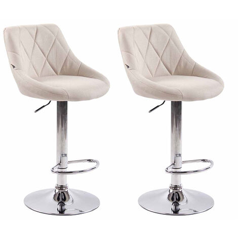 CLP – Lot de 2 tabourets de bar en tissu crème – Hauteur réglable 83-104 cm – Siège rembourré 360° – Dossier arrondi pour confort optimal (1/4)