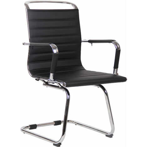 Chaise de visiteur Balve avec piètement Luge Noir Similicuir (1/5)