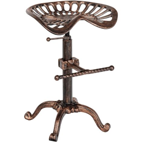 CLP – Tabouret de bar Butch – Hauteur réglable avec manivelle – Assise en fer forgé – Repose-pieds ajustable – Look industriel (1/5)