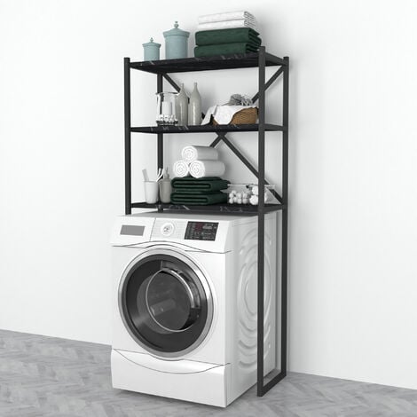Porte-serviette vidaXL Support de rangement 2 niveaux sur la machine à laver  Noir Fer