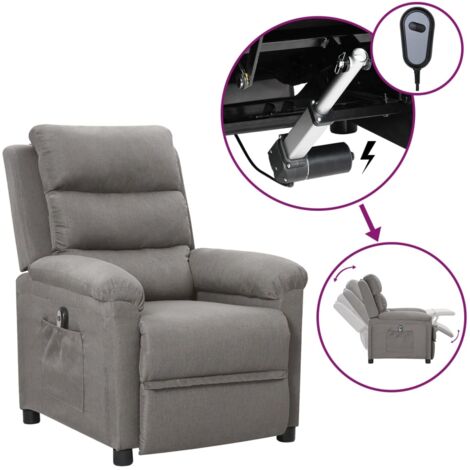 Fauteuil inclinable électrique Gris clair Tissu vidaXL