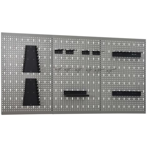 vidaXL Wall-mounted Peg Boards 3 pcs 40x58 cm Steel