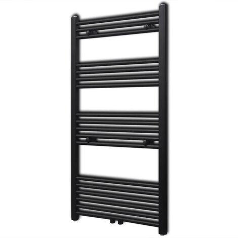 Vidaxl – Sèche-serviette eau chaude noir 600x1160 mm – Acier droit – Puissance 531W – Fixation murale – 18 barres transversales 22 mm