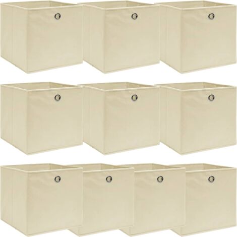 vidaXL Storage Boxes 10 pcs Cream 32x32x32 cm Fabric