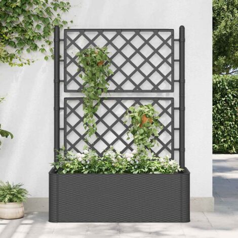 Vidaxl – Lit surélevé de jardin avec treillis et système d'arrosage automatique – Plastique résistant aux UV – Dimensions 100x43x142cm – Capacité 90L (1/5)