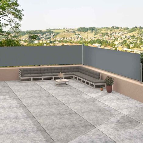 Vidaxl – Auvent latéral rétractable 117x1200 cm – Tissu polyester avec revêtement PU – Structure en acier et aluminium – Écran rétractable
