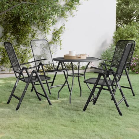 vidaXL 5 Piece Garden Dining Set Expanded Metal Mesh Anthracite (1/5)