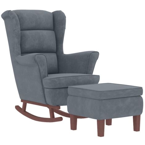 vidaXL Rocking Chair Wingback Dark Grey Velvet and Solid Wood (1/5)