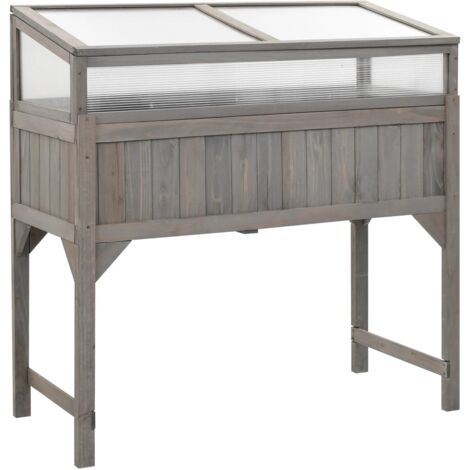 Vidaxl – Lit surélevé avec serre 110x54x120 cm – Bois de sapin massif résistant aux intempéries – Jardinière pour plantes d'extérieur (1/9)