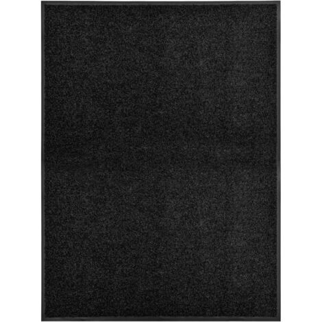 Vidaxl – Paillasson lavable noir 90x120 cm – 100 % polyamide absorbant – Support PVC antidérapant – Lavable en machine pour intérieur/extérieur