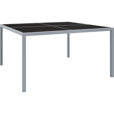 vidaXL Garden Table 130x130x72 cm Grey Steel and Glass (1/5)