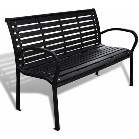 Vidaxl – Banc de jardin 125 cm en acier et WPC noir – Résistant aux intempéries – Capacité 3 personnes – Dimensions 125 x 60,5 x 80,5 cm