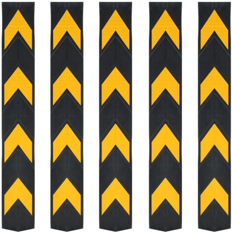 Vidaxl – Lot de 5 cornières de protection réfléchissantes 80 cm – Caoutchouc haute visibilité – Installation sans outils – Pour garages et entrepôts