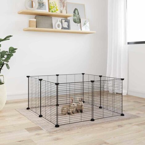vidaXL 8-Panel Pet Cage Black 35x35 cm Steel (1/5)