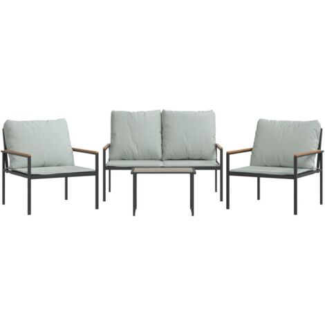 vidaXL 4 Piece Garden Lounge Set with Cushions Anthracite Steel (1/5)