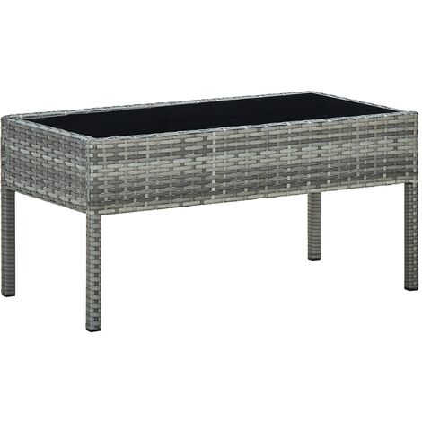 vidaXL Garden Table Grey 75x40x37 cm Poly Rattan