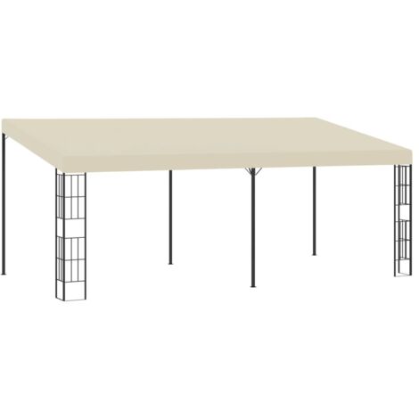 Vidaxl – Tonnelle murale 3x6 m en tissu crème – Structure en acier enduit – Protection solaire PA – Pour terrasse et jardin