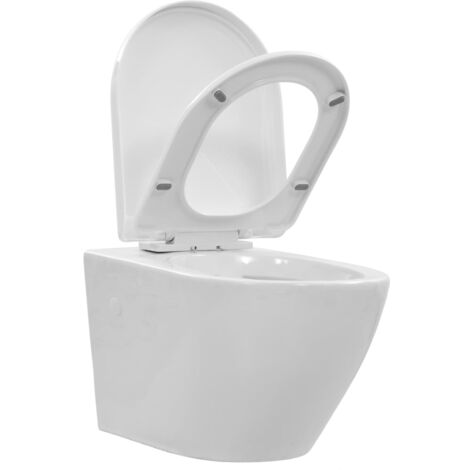 vidaXL Toilette murale sans bord à fonction de bidet Céramique Blanc