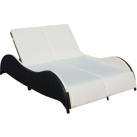 Vidaxl – Transat double en résine tressée – Coussin épais amovible – Résistant aux intempéries – Ajustable pour 2 personnes – Idéal pour jardin ou patio