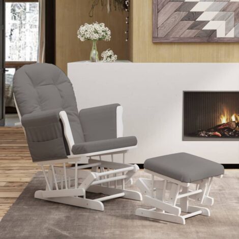 Chaise berçante avec repose-pied Gris foncé Tissu vidaXL (1/5)