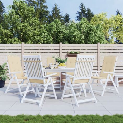 Coussins de chaise de jardin dossier haut lot de 6 beige tissu vidaXL