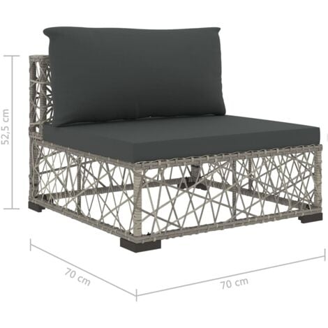 Salon de jardin 5 pcs avec coussins Résine tressée Gris