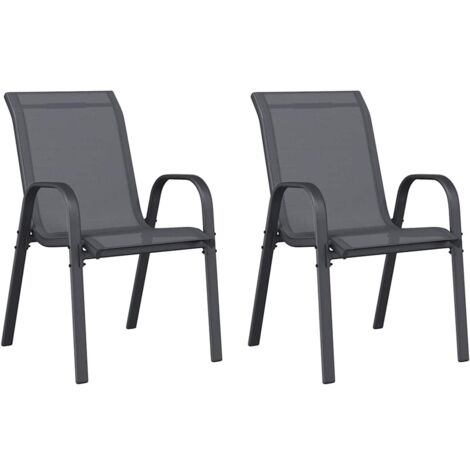 vidaXL Stackable Garden Chairs 2 pcs Grey Textilene Fabric