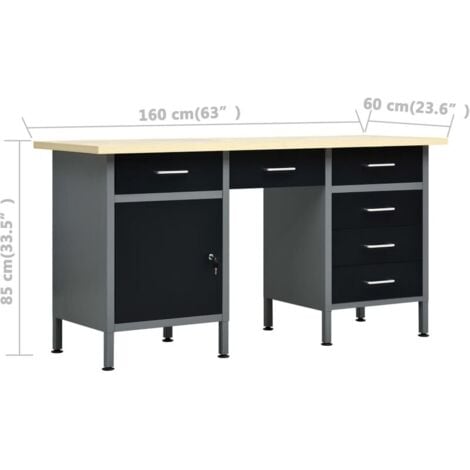 Établi Noir 160x60x85 cm Acier