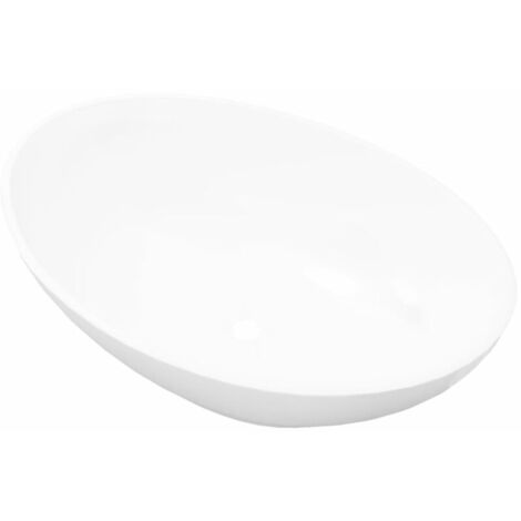 Lavabo en forme ovale Céramique 40 x 33 cm Blanc