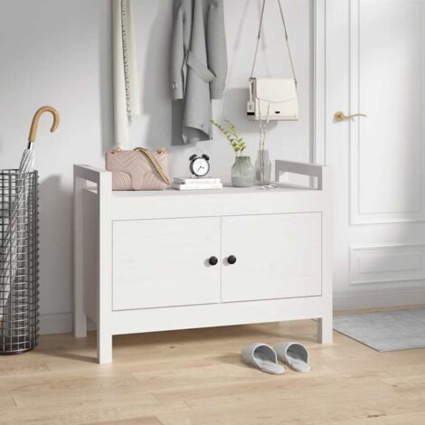 vidaXL Hall Bench White 80x40x60 cm Solid Wood Pine (1/5)