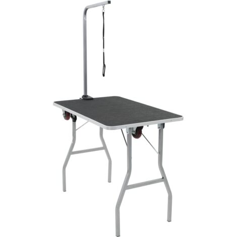 Vidaxl – Table de toilettage pour chien portable avec roulettes – Surface en caoutchouc antidérapant – Cadre en fer durable – Dimensions 91,5 x 61,5 x 76 cm