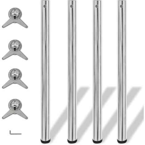 Vidaxl – Pieds de table réglables en hauteur 870 mm – Acier chromé – Pour sols inégaux – Assemblage rapide et facile – Lot de 4
