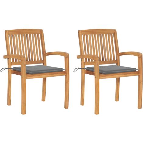 VidaXL Chaises de jardin avec table à thé et coussins Acacia solide VidaXL Chaises de jardin avec table à thé et coussins Acacia solide
