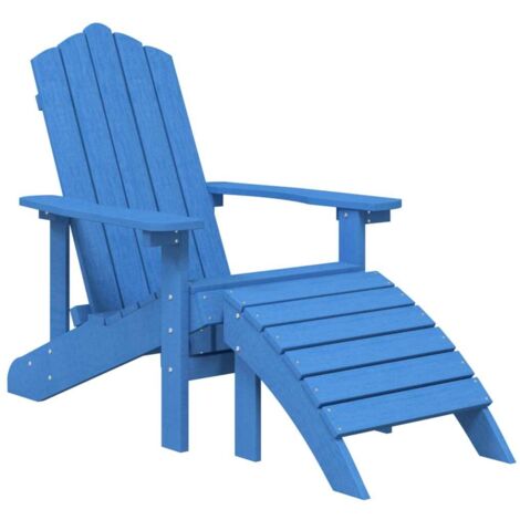 vidaXL Garden Adirondack Chair with Footstool HDPE Aqua Blue