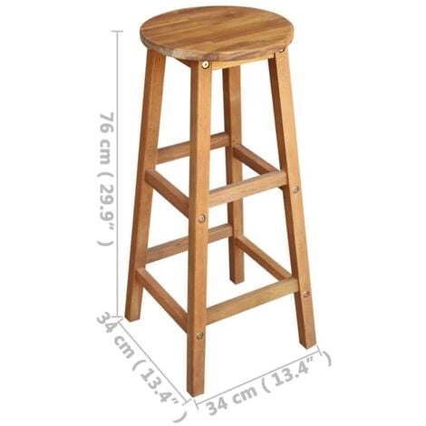 Tabourets de bar lot de 2 bois d'acacia massif