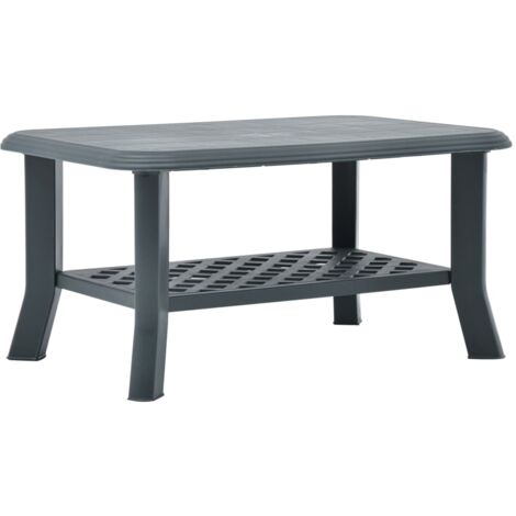 Vidaxl – Table basse fixe verte 90x60x46 cm en plastique résistant aux intempéries – Étagère de rangement incluse – Aucun assemblage requis