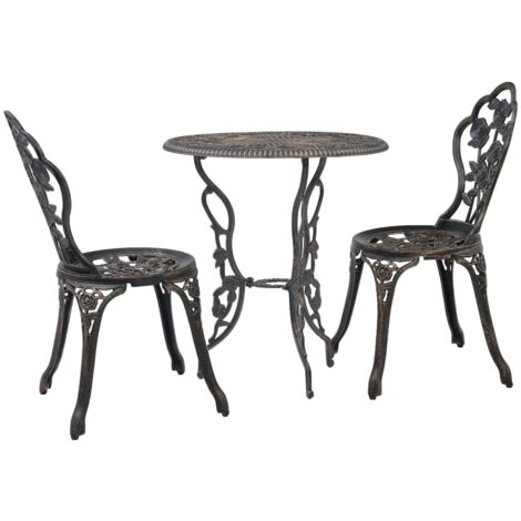Vidaxl – Ensemble table ronde et 2 chaises de jardin en aluminium coulé – Motif floral – Dimensions table 59x59x62 cm – Poids max 110 kg par siège (1/5)