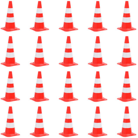 Vidaxl – Lot de 20 cônes de signalisation réfléchissants 50 cm – Couleur rouge et blanc – Bandes réfléchissantes haute visibilité – Matériau PE résistant - 20pcs
