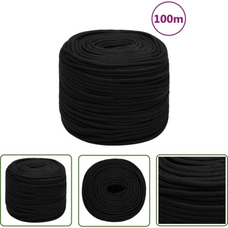 vidaXL Work Rope Black 10 mm 100 m Polyester