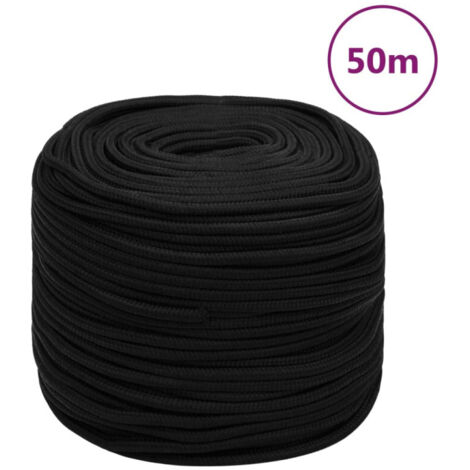 vidaXL Work Rope Black 6 mm 50 m Polyester