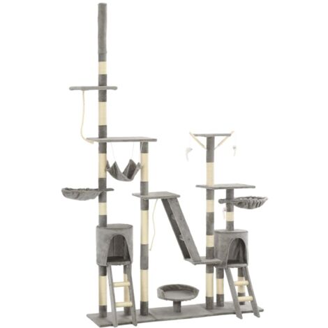 vidaXL Cat Tree with Sisal Scratching Posts 230-250 cm Grey (1/5)