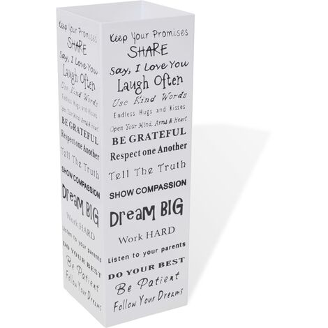 Blanc Carré Porte-parapluie Stockage pour cannes bâtons Acier 48,5 cm vidaXL