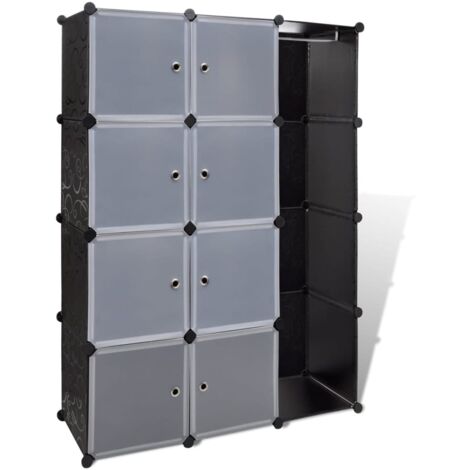 VIDAXL Armoire modulaire 14 compartiments Noir et blanc 37x146x180