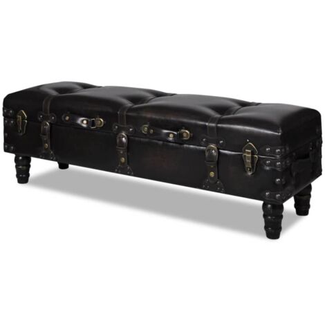 Vidaxl – Banc de rangement en bois de pin massif marron 111x34x37 cm – Rembourrage doux – Capacité 110 kg – Pour salon, chambre ou entrée