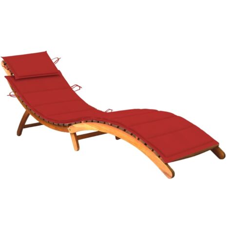 Chaise longue de jardin avec coussin Bois d'acacia solide vidaXL