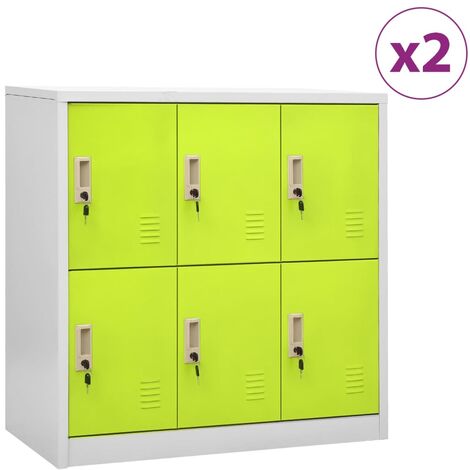 vidaXL Locker Cabinets 2 pcs Light Grey and Green 90x45x92,5 cm Steel (2x336439)
