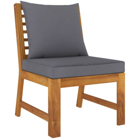 Canapé central sectionnel avec coussin gris foncé Bois d acacia