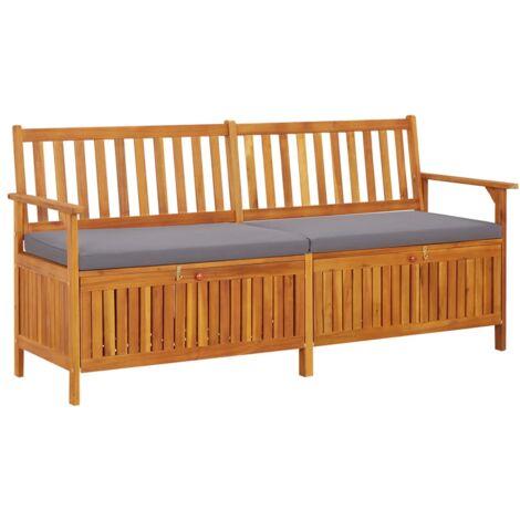 vidaXL Storage Bench with Cushion 170 cm Solid Wood Acacia