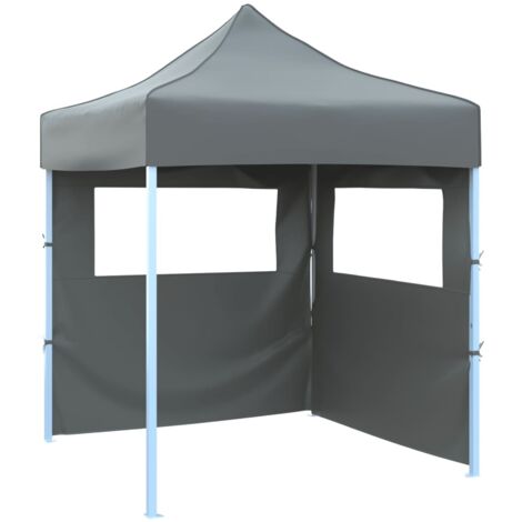 Vidaxl – Tente de réception pliable 2x2 m – Acier thermolaqué antirouille – Toit Oxford 600D résistant aux UV et à l'eau – 2 parois amovibles avec fenêtres