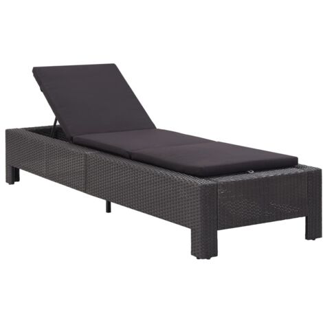 vidaXL Transat avec coussin Noir Résine tressée (1/6)